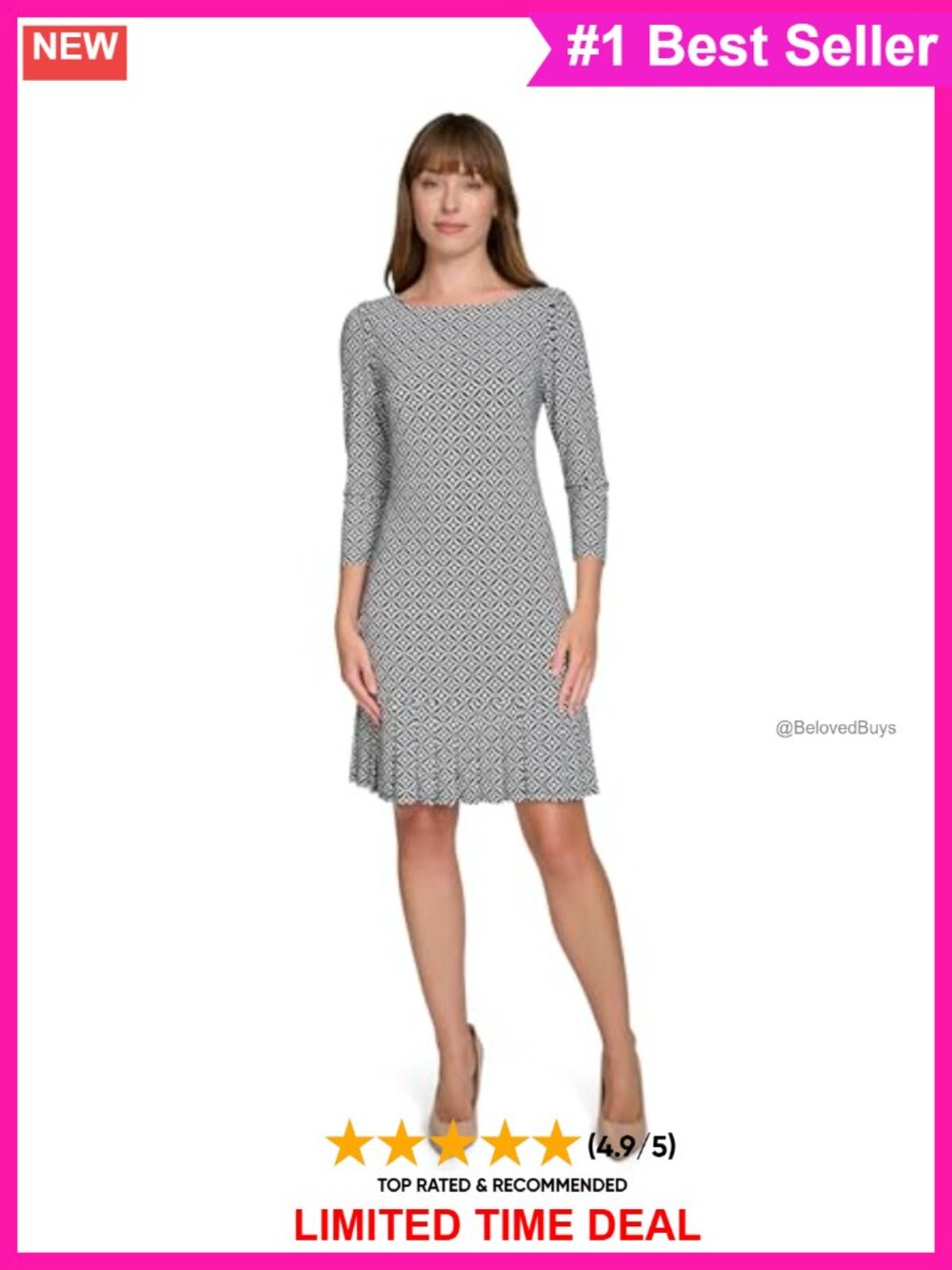 Tommy Hilfiger Ruffle Hem Jersey Shift Mini Dress